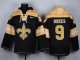 nike nfl new orleans saints #9 brees gold-black [pullover hooded