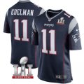 Men's NIKE NFL New England Patriots #11 Julian Edelman Navy Blue Super Bowl LI Bound Game Jersey