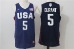 rio 2016 usa basketball #5 kevin durant blue stitched jersey