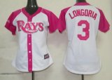 women mlb tampa bay rays #3 longoria white and pink cheap jersey