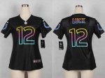 nike women nfl indianapolis colts #12 luck fashion black jerseys