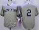 Men MLB New York Yankees #2 Derek Jeter Grey M&N Jerseys [No Name]