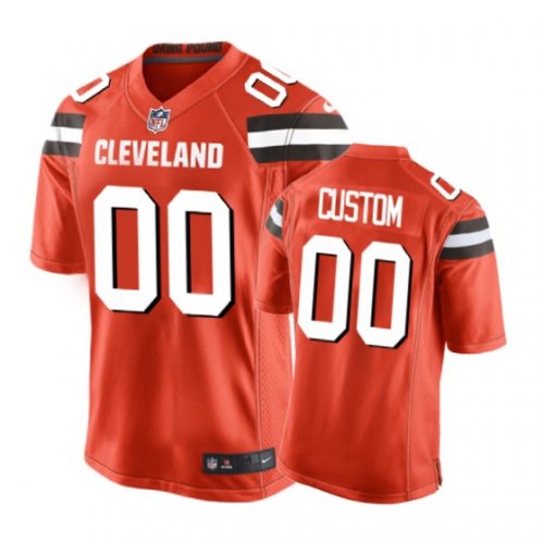 Cleveland Browns #00 Custom Orange Nike Game Jersey - Men\'s