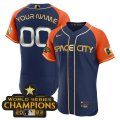 Custom Houston Astros 2023 Champions Navy Orange Gold Authentic Stitched Jerseys