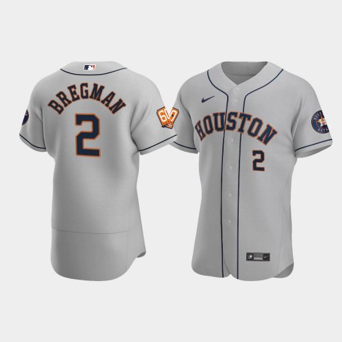 Men\'s Houston Astros #2 Alex Bregman 60th Anniversary Authentic Gray Jersey