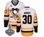 Youth Reebok Pittsburgh Penguins #30 Matt Murray Authentic White Away 2017 Stanley Cup Final NHL Jersey
