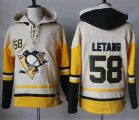 Penguins #58 Kris Letang Cream Gold Sawyer Hooded Sweatshirt Stitched NHL Jersey