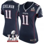 Women's NIKE NFL New England Patriots #11 Julian Edelman Navy Blue Super Bowl LI Bound Jersey