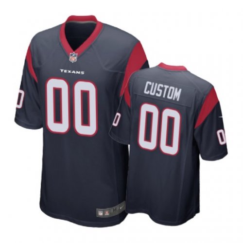Houston Texans #00 Custom Navy Nike Game Jersey - Men\'s