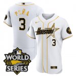 Men's Houston Astros #3 Jeremy Pena World Series Stitched White Gold Special Flex Base Jersey