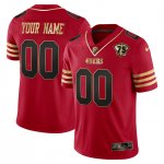 San Francisco 49ers 75th Anniversary Patch Vapor Black Red Gold Limited Jerseys