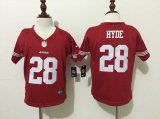 youth nike san francisco 49ers #28 hyde red jerseys