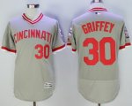 Men's MLB Cincinnati Reds #30 Ken Griffey Grey Flexbase Authentic Collection Cooperstown Jersey