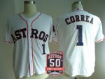 mlb houston astros #1 carlos correa white cool base 50th anniversary patch jerseys