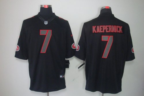 nike nfl san francisco 49ers #7 kaepernick black [nike impact li