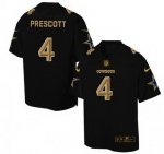 Men's Nike Dallas Cowboys #4 Dak Prescott Black Pro Line Gold Collection Limited NFL Jerseys