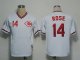 Men's MLB Cincinnati Reds #14 Pete Rose White Mitchell and Ness Throwback Jersey