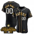 Custom Houston Astros 2022 Champions Black Gold Rush Stitched Flex Base Jerseys