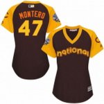 women's majestic chicago cubs #47 miguel montero authentic brown 2016 all star national league bp cool base mlb jerseys