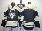 Men NHL Pittsburgh Penguins Blank Black Sawyer Hooded Sweatshirt 2017 Stanley Cup Final Patch Stitched NHL Jersey