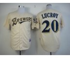 mlb milwaukee brewers #20 lucroy cream jerseys [m&n]