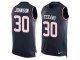 Men's Nike Houston Texans #30 Kevin Johnson Navy Blue Team Color Stitched NFL Limited Tank Top Jersey