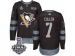 Men's Adidas Pittsburgh Penguins #7 Matt Cullen Authentic Black 1917-2017 100th Anniversary 2017 Stanley Cup Final NHL Jersey