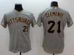 mlb pittsburgh pirates #21 roberto clemente majestic grey flexbase authentic collection jerseys