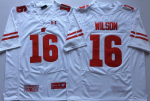 Wisconsin Badgers White #16 Russell Wilson College Jersey