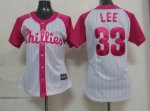 women mlb philadephia phillies #33 lee white and pink cheap jers