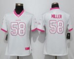 Women Denver Broncos #58 Von Miller White Pink Rush Limited Nike NFL Jerseys