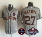 Men mlb houston astros #27 jose altuve majestic Grey With 2017 World Series Champions And Houston Astros Strong Patch cool base jerseys