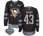 Men's Adidas Pittsburgh Penguins #43 Conor Sheary Authentic Black 1917-2017 100th Anniversary 2017 Stanley Cup Final NHL Jersey