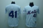 Baseball Jerseys new york mets #41 seaver m&n white(blue strip)