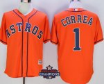 Men mlb houston astros #1 Carlos Correa majestic Orange 2017 World Series Champions cool base jerseys