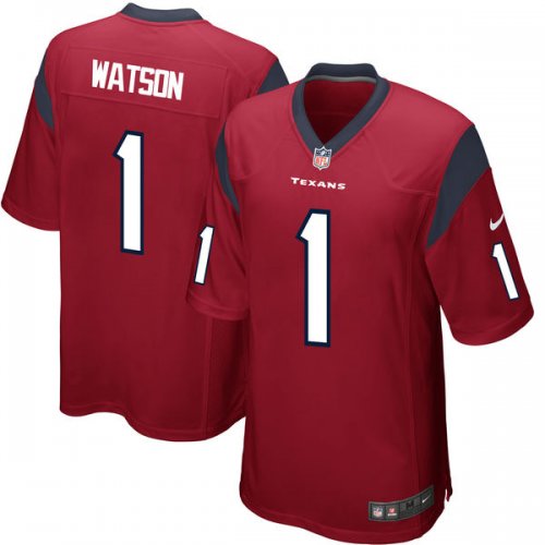 Men\'s NFL Houston Texans #1 Deshaun Watson Nike Red 2017 Draft Pick Game Jersey