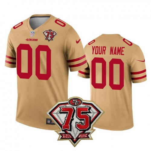 San Francisco 49ers Custom Gold Inverted Legend 75th Anniversary Jerseys