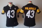 nike women nfl pittsburgh steelers #43 polamalu black jerseys [n
