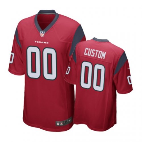 Houston Texans #00 Custom Red Nike Game Jersey - Men\'s