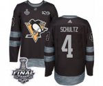 Men's Adidas Pittsburgh Penguins #4 Justin Schultz Authentic Black 1917-2017 100th Anniversary 2017 Stanley Cup Final NHL Jersey