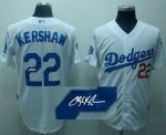 mlb los angeles dodgers #22 clayton kershaw white cool base autographed jerseys
