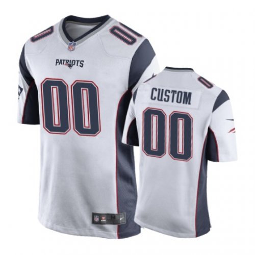 New England Patriots #00 Custom White Nike Game Jersey - Men\'s