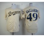 mlb milwaukee brewers #49 gallardo cream jerseys [m&n]