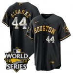 Men's Houston Astros #44 Yordan Alvarez Black Gold Stitched World Series Cool Base Limited Jersey