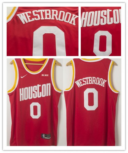 Men\'s Houston Rockets #0 Russell Westbrook 2019 Stitched Basketball Throwback Jersey