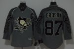 Men Pittsburgh Penguins #87 Sidney Crosby Charcoal Cross Check Fashion Stitched NHL Jersey