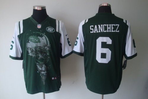 nike nfl new york jets #6 sanchez green jerseys [helmet tri-blen