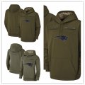 Football New England Patriots Olive Salute to Service Sideline Therma Performance Pullover Hoodie