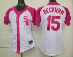 women chicago white sox #15 beckham white and pink(2012 new)chea