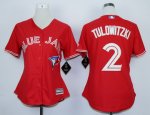 women mlb toronto blue jays #2 troy tulowitzki red majestic cool base jerseys